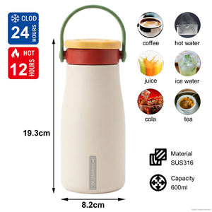 FAYREN 600ml Portable Insulated <b>Water</b> <b>Bottle</b> with Tea Strainer 2-in-1 Lid Vacuum Flask for Travel Camping - Product Image 2
