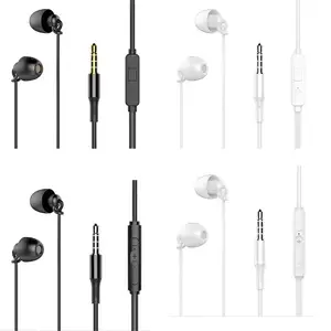 New products In-ear Earphone Universal 3.5mm Wired Extra Bass Earphones With Microphone For iPhone Sleeping Earbuds