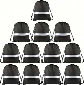 Whosale Nylon Sports Gym <b>Backpack</b> Zipper Recycled Black Polyester 210d Drawstring <b>Backpack</b> for Men Women - Product Image 6