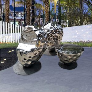 Grande sculpture abstraite de visage en acier inoxydable M114, style Art déco, imperméable, pour décoration urbaine extérieure - Product Image 5