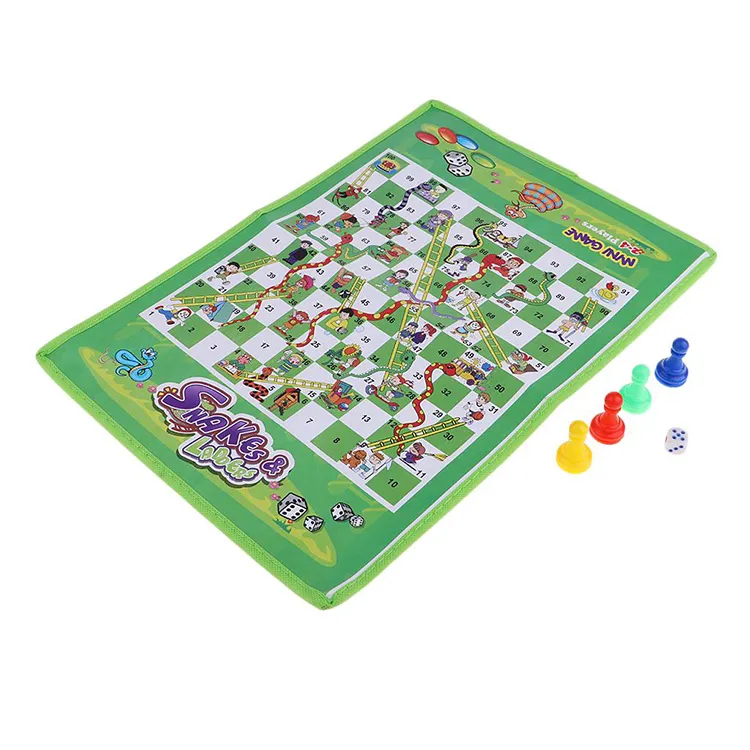 China Supply Folding Plastic Material Snake And Ladder Board Game Toy