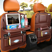 Organisateur de siège arrière de voiture en cuir PU avec support pour tablette, plateau pliable, porte-gobelet, sac de rangement multi-poches, durable