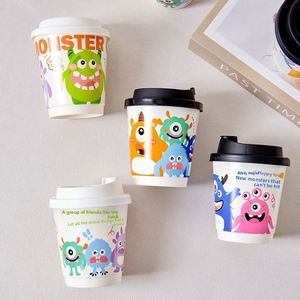 Vaso de Papel Desechable Personalizado con Diseño de Anime, Ideal para Fiestas de Cumpleaños, Vaso de Papel de Doble Capa, Vaso para Té con Leche de Fábrica - Product Image 1