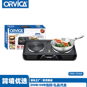 Cuisinière électrique double brûleur Orvica 220V, commande par bouton, portable, pour usage domestique - Product Image 2