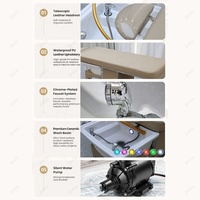 Table de lavage et de massage multifonctionnelle moderne beige pour salon de beauté, avec cuvette en céramique extensible, pour hydrothérapie capillaire et lit de shampoing spa