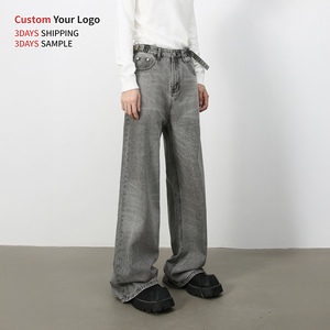 Salopette en jean large pour homme, style hip-hop, délavée, en coton, taille mi-haute, coupe droite, vintage, baggy, haute qualité - Product Image 4