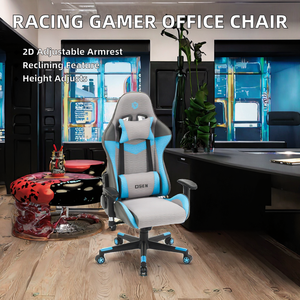 Chaise longue une pièce pour bureau de jeu moderne Executive Racing Chaise longue confortable en tissu synthétique Chaise de salle d'ordinateurs en acier inoxydable - Product Image 2