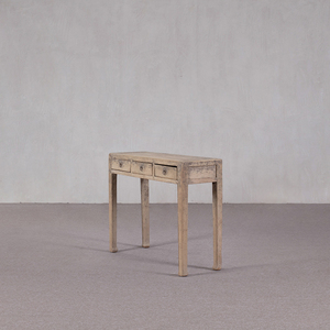Table console <span class=keywords><strong>en</strong></span> <span class=keywords><strong>bois</strong></span> massif à trois tiroirs avec design traditionnel, construction durable et respectueuse de l'environnement - Table d'appoint multifonctionnelle - Product Image 4