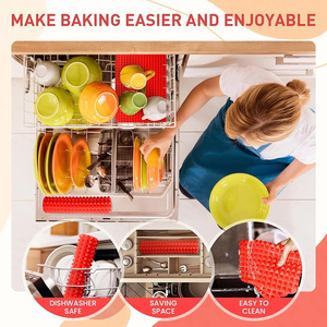 Factory Customize Trimmed Silicone Baking Mat Red Pyramid Cooking Sheet Pan Oven <b>Tray</b> Pastry - Product Image 5