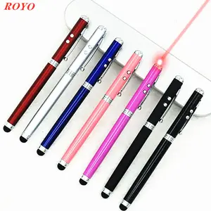 4 in 1 Pen Multifunctional Stylus pen Touch Screen Laser Point Pen MOQ cheapest laser engraved colorful Click