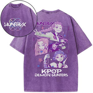 เสื้อยืดผ้าฝ้ายทอลายวินเทจลายอนิ<span class=keywords><strong>เมะ</strong></span> K-Pop Devil Hunter พร้อมลวดลาย 3 มิติ สไตล์สมาร์ทแคชชวลสำหรับทุกเพศ - Product Image 6