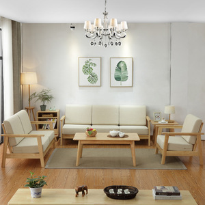 Sofá Cuadrado de Madera Maciza Estilo Nórdico, Desmontable y Lavable, Muebles para Sala de Estar - Product Image 1