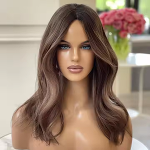 Điểm nổi bật màu nâu tự nhiên chân tóc Pre ngắt glueless sóng tóc giả Châu Âu tóc 13*6 ren phía trước tóc giả - Product Image 3