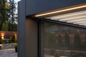Gazebo de aluminio con persianas motorizadas RKOVE, resistente al invierno, con pantalla de privacidad con cremallera, cubierta aislante para pérgola exterior para patio trasero - Product Image 3