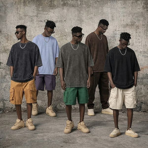 Camiseta Oversize Vintage Lavada con Degradado, Estilo Urbano, Tallas Grandes, Personalizada, MOQ Bajo, Logotipo Personalizado, OEM - Product Image 1