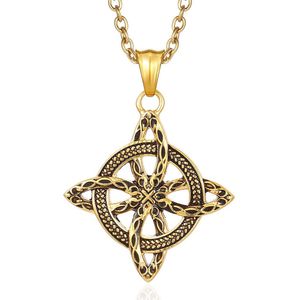 Collar Nórdico con Nudo Celta Eterno, Chapado en Oro de 22k, Colgante Unisex, Joyería para Regalo - Product Image 1