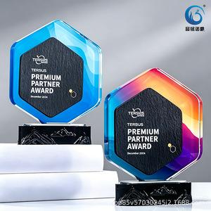 Pinming Nuohao Crystal Trophy Marble Mountain Design Custom Logo Business <b>Gift</b> Awards Ceremony Souvenirs - Product Image 5