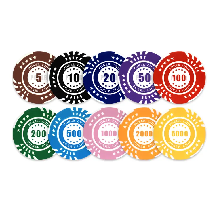 YH Sublimation Printing Star Poker Chips Set Factory Prices Professional Casino Chips