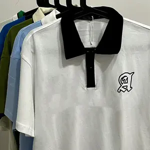 Polo personnalisé décontracté sérigraphie 305 gsm t-shirt de course vintage surdimensionné street wear vente en gros pas cher