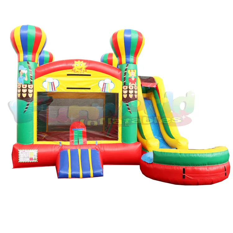 Trẻ Em Thương Mại Động Vật Bên Jumpers Thoát Nhà Trượt Bouncer Nhảy Bán Khỉ Inflatable Balloon Thoát Nhà Combo Slide