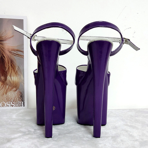 Sandales à talons super hauts pour femmes, escarpins hauts de 20 cm, bout étanches, pôle de danse, violet, nouvelle collection - Product Image 6