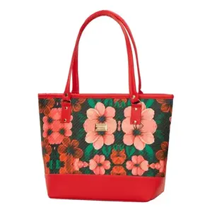 Bolso Tote para Mujer Fana Ethan, Rojo con Diseño Floral, Cierre de Cremallera, Forro de Algodón, para Uso Diario - Product Image 4