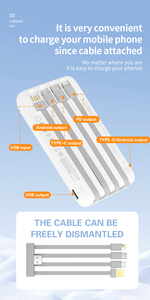 Batería Portátil de Polímero de Litio con Carga Rápida PD de 22.5W, 10000mAh, con Pantalla Digital y 2 Cables Tipo-C Integrados - Product Image 3