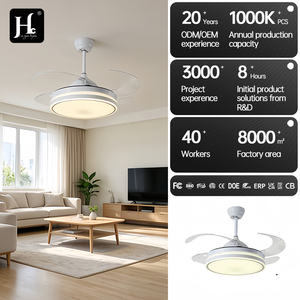 Ventilateur de plafond LED moderne en métal avec moteur DC, 3 pales, télécommande, intensité variable, 6 vitesses, 3000K-6000K, blanc chaud, montage en suspension pour salon - Product Image 3