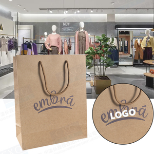 Giá Rẻ Tùy Chỉnh In Logo Có Thể Tái Chế Mua Sắm Sang Trọng Quần Áo Giày Quà Tặng Bao Bì Nâu Kraft Túi Giấy Bông Sợi Dây Thừng Xử Lý - Product Image 1