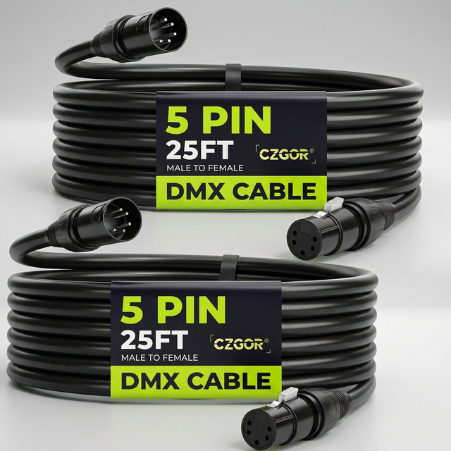 Professional DMX 5 Pin Cable Signal Light Cable 5-Pin for Stage Light Heavy Duty DMX512 Connection Moving Heads & Controllers