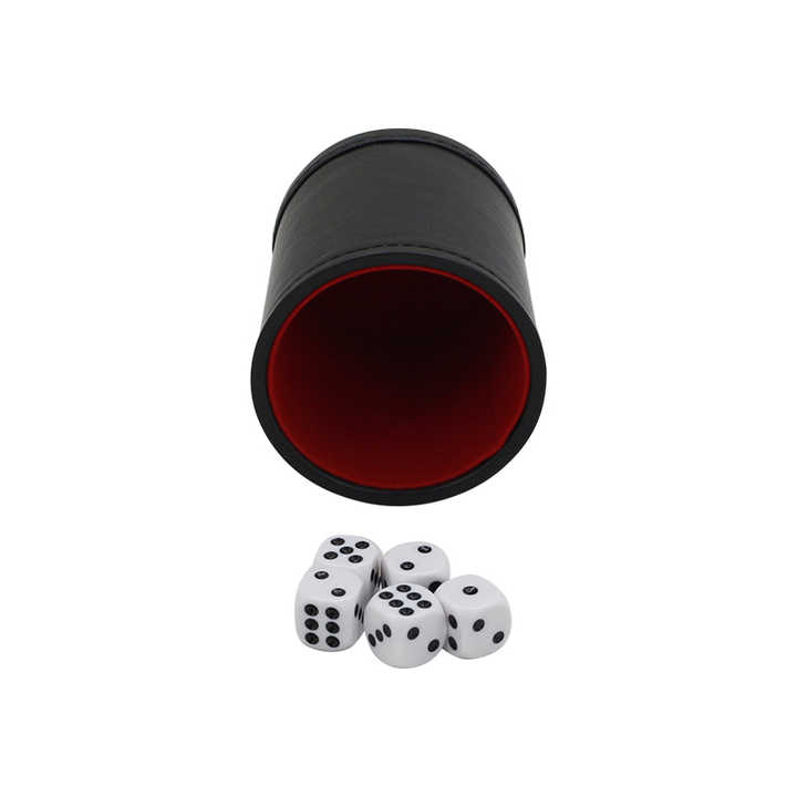 Pink Party Leather Dice Cups, Including 5 Matching Pink Dice
