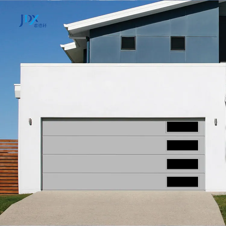 Двери гаража в стиле ураганного окна Флорида секционные коричневые вертикальные складные изолированные пуленепробиваемые гаражные двери