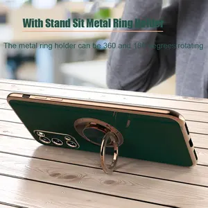 Coque en silicone plaqué pour <span class=keywords><strong>Samsung</strong></span> Galaxy S22 S23 Ultra <span class=keywords><strong>S20</strong></span> <span class=keywords><strong>FE</strong></span> S21 Plus Note 20 10 A52 S10 A53 A52S A72 5G Couverture avec porte-anneau - Product Image 4