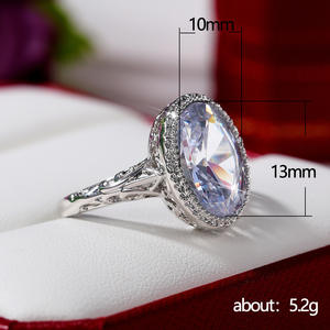 Bague en cristal F848, argent 925, sertie de strass ovales, pour femme, bijoux de fiançailles - Product Image 5