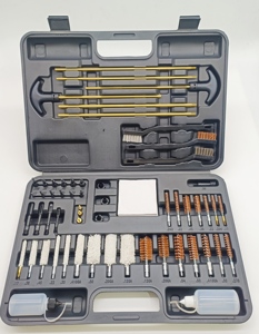 Kit de nettoyage universel pour armes à feu de tous calibres, tiges en laiton, brosses, 6 supports de lunette, étui rigide durable pour applications de sécurité et de chasse - Product Image 1