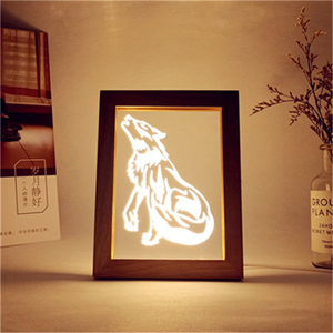 Luces Led de noche 3D de madera, marco de fotos, lámpara de mesa USB, adornos para mesita de noche, oficina, escritorio, <span class=keywords><strong>luz</strong></span> de <span class=keywords><strong>la</strong></span> noche - Product Image 6