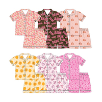 Boutique Kids Girl Short Sleeve Two Piece Pajamas Spring Summer Custom Printing Sleep Wear Set
