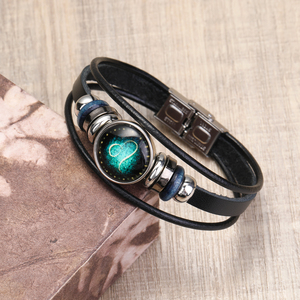 Pulseras de Cuero Trenzado con Cuerda Encerada de los 12 <span class=keywords><strong>Signos</strong></span> del Zodiaco, Estilo Vintage, con Forma de Mariposa, Pulsera de la Amistad - Product Image 1