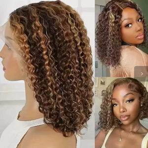 Perruque synthétique Lace Front, <span class=keywords><strong>cheveux</strong></span> courts bouclés africains, 16 pouces, dentelle HD, sans colle, naturelle et volumineuse, plusieurs tailles courtes - Product Image 5