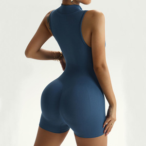 Combinaison de sport <span class=keywords><strong>sexy</strong></span> pour <span class=keywords><strong>femme</strong></span>, dos en U, côtelée, col en V, une pièce, sans couture, style débardeur, pour le yoga, personnalisable OEM/ODM - Product Image 3