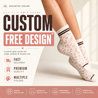 Chaussettes de yoga et de Pilates antidérapantes pour femmes, en coton coloré personnalisé, avec grip en silicone antidérapant