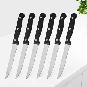 便宜的8不锈钢锯齿状面包刀厨房和牛排厨师刀，带塑料手柄