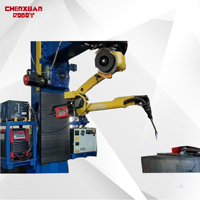 Robot Industrial FANUC M-10iD/8L Equipado con una Vía de Suelo en Voladizo para una Estación de Trabajo de Soldadura por Haz.