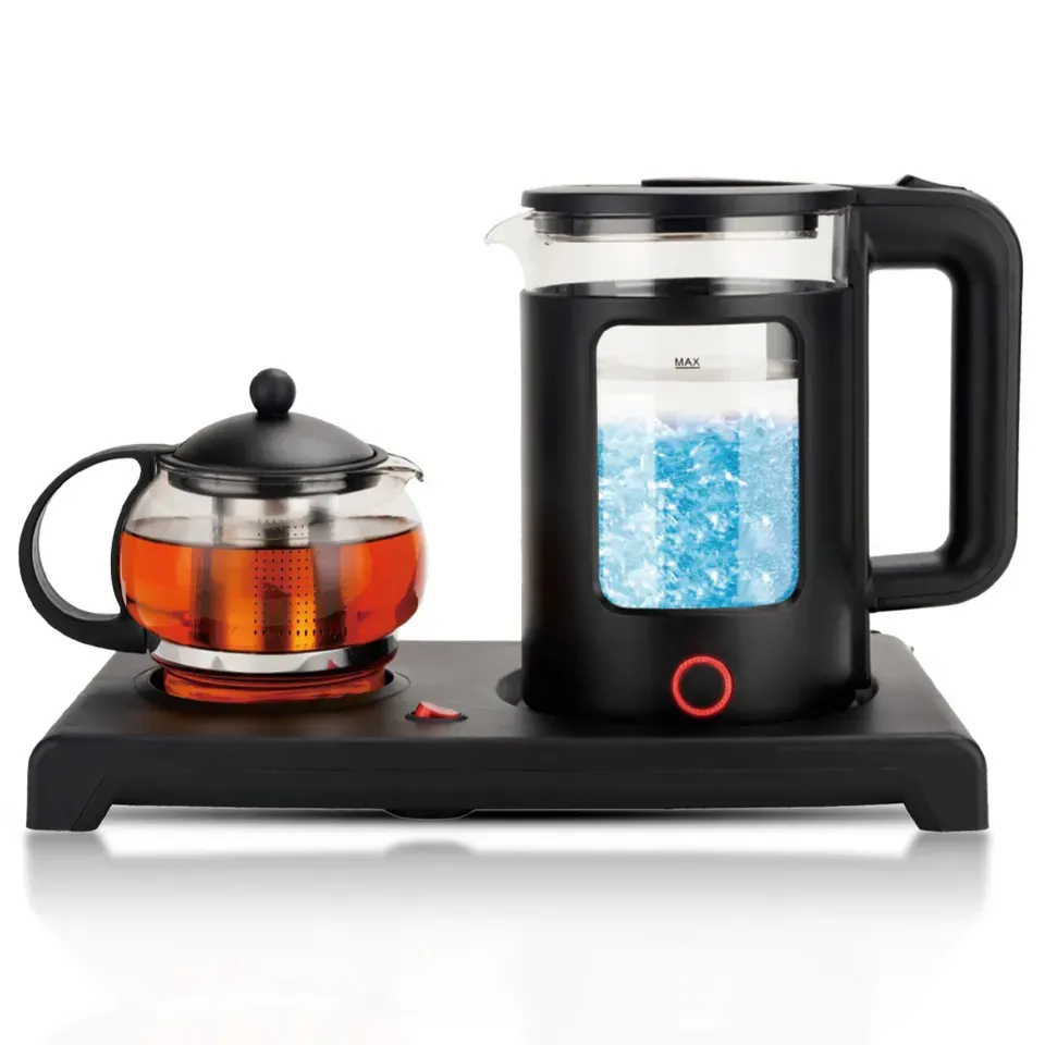 स्मार्ट पानी boilere ग्लास इलेक्ट्रिक केतली ट्रे सेट चाय के बर्तन के साथ हटाने योग्य infuser चाय और कॉफी के लिए