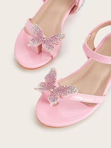 2026년 신상 여름 샌들 여아 패션 아우터웨어 리본 하이힐 슈즈 베어토 핑크 샌들 (어린이용) - Product Image 2