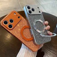 Coques magnétiques entièrement ornées de diamants pour iPhone 17 Pro Max, étui scintillant et orné de pierres pour iPhone 16 Pro Max, 15 Pro, 14 Pro, 13