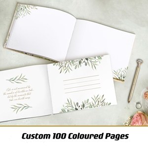 FSC-Livro de visitas de casamento em linho com folha de ouro personalizada ISO com caneta e cartões de mesa - Product Image 3