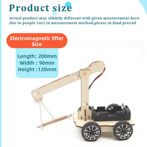 子供用ミニクレーン玩具工場卸売自己組み立て木製電磁リフター車モデルステム教育キット - Product Image 3