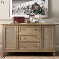 Commode extra large en bois massif Sausalito de haute qualité, style vintage moderne du milieu du siècle, table de toilette multifonctionnelle et écologique avec rangement