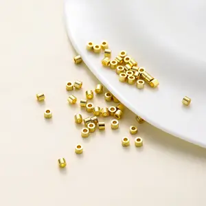 18k Real Gold Plated 6mm 7mm Metal Big Hole Bucket Spacer Beads Loose Spacer Beads Para Fazer Jóias DIY